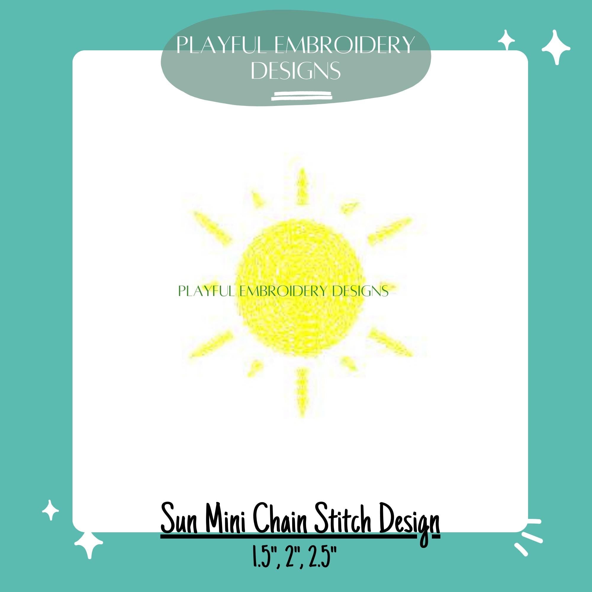 Chain Stitch Sun Machine Embroidery Design, Mini Sun Embroidery Design, Sunshine Small Embroidery Design, Digital Download