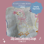 Goose Bean Stitch Design, Silly Goose Machine Embroidery Design, Quick Stitch Goose Girl Design