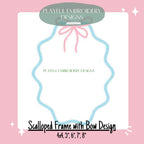 Scalloped Monogram Frame with Bow Machine Embroidery Design, 4x4, 5x7, 6x10, 8x8, Girly Monogram Frame Design, Digital Download