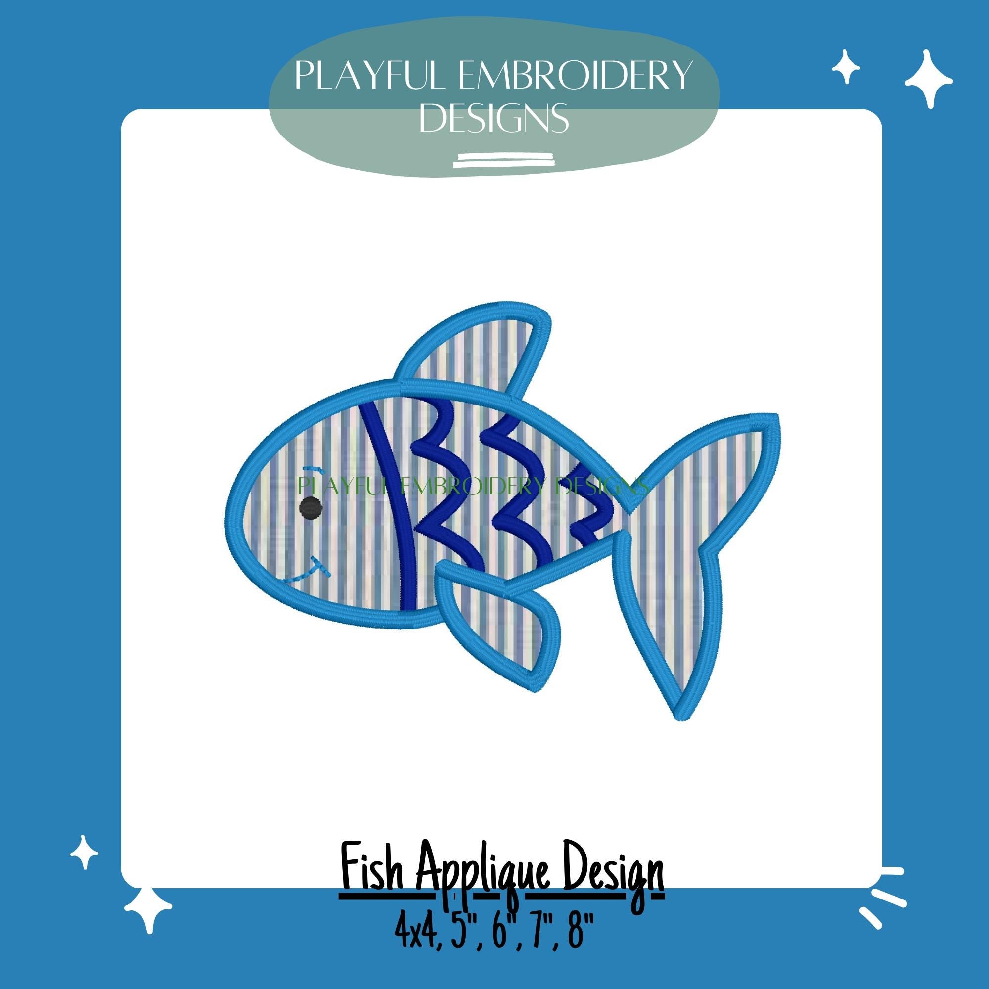 Fish Applique Design, Cute Fish Satin Stitch Applique Machine Embroidery Design, Simple Applique Design, Digital Downlaod