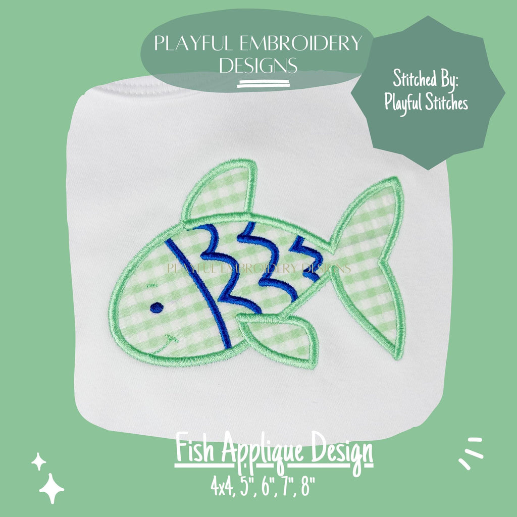 Fish Applique Design, Cute Fish Satin Stitch Applique Machine Embroidery Design, Simple Applique Design, Digital Downlaod
