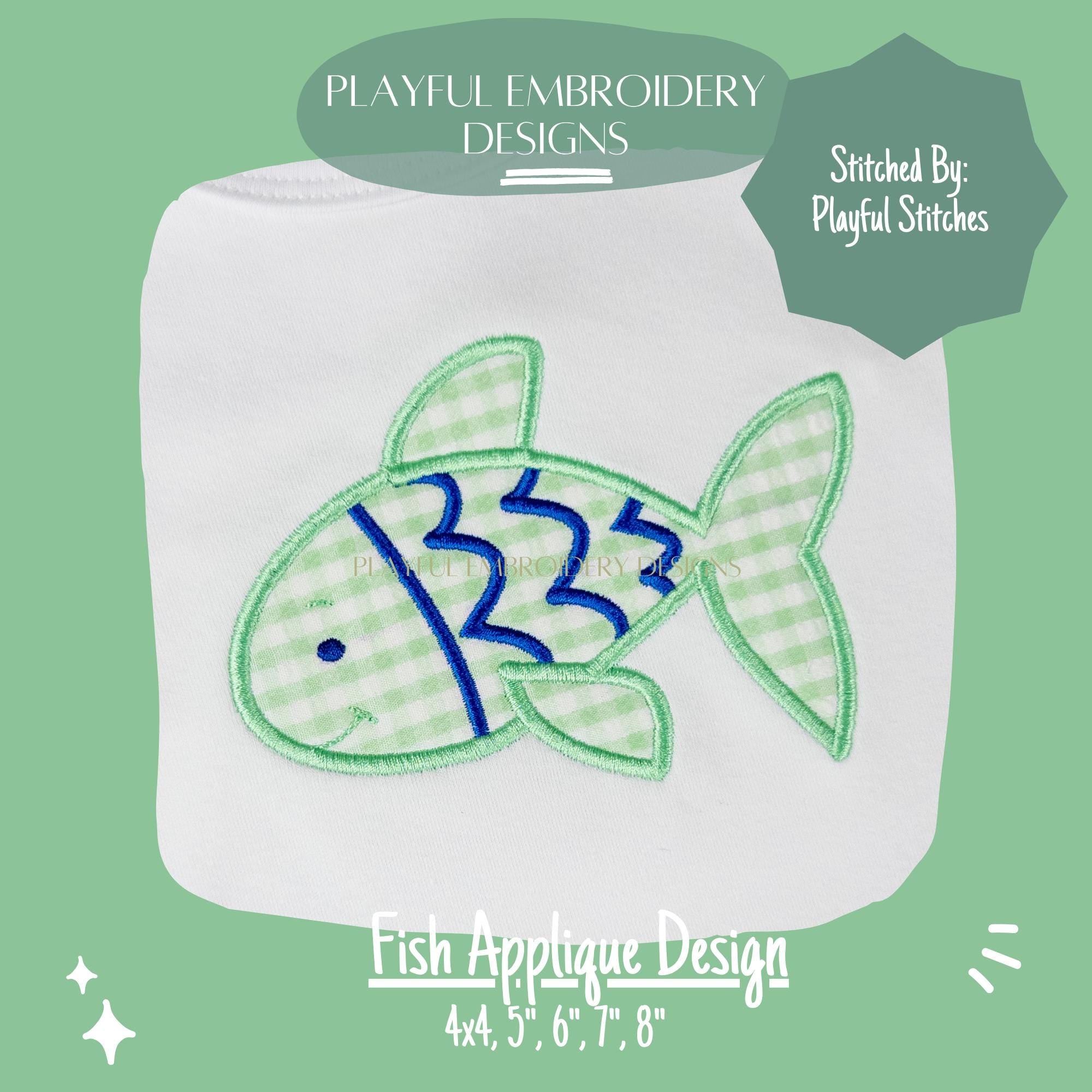 Fish Applique Design, Cute Fish Satin Stitch Applique Machine Embroidery Design, Simple Applique Design, Digital Downlaod