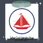 Sailboat Circle Embroidery Design, Nautical Circle Machine Embroidery Design, 6 sizes, digital download