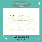 Duck Bean Stitch Trio Design for Machine Embroidery, Vintage Stitch Duck Design, Duck Trio Design, Quick Stitching Baby Design