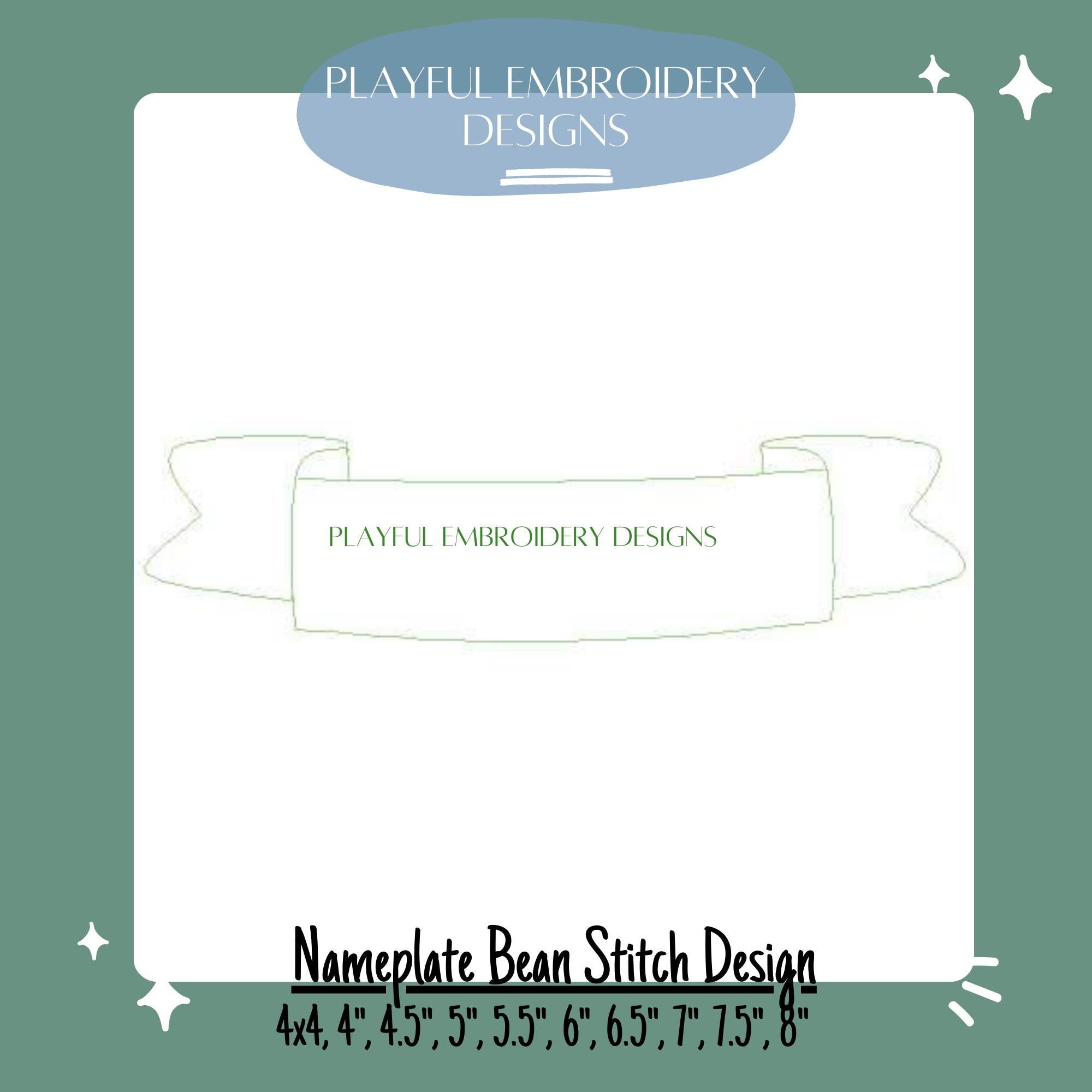 Bean Stitch Nameplate Machine Embroidery Design, Digital Download, Name Plate Embroidery Design, Quick Stitch