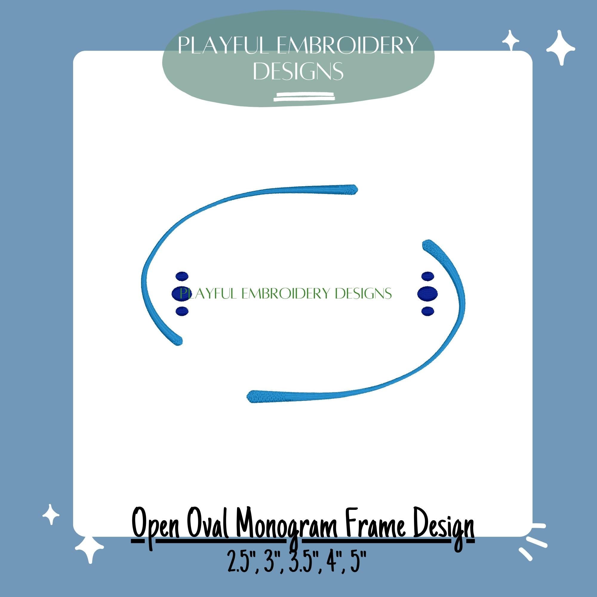 Open Oval Masculine Monogram Frame for Machine Embroidery, Oval Monogram Frame Design, Digital Download