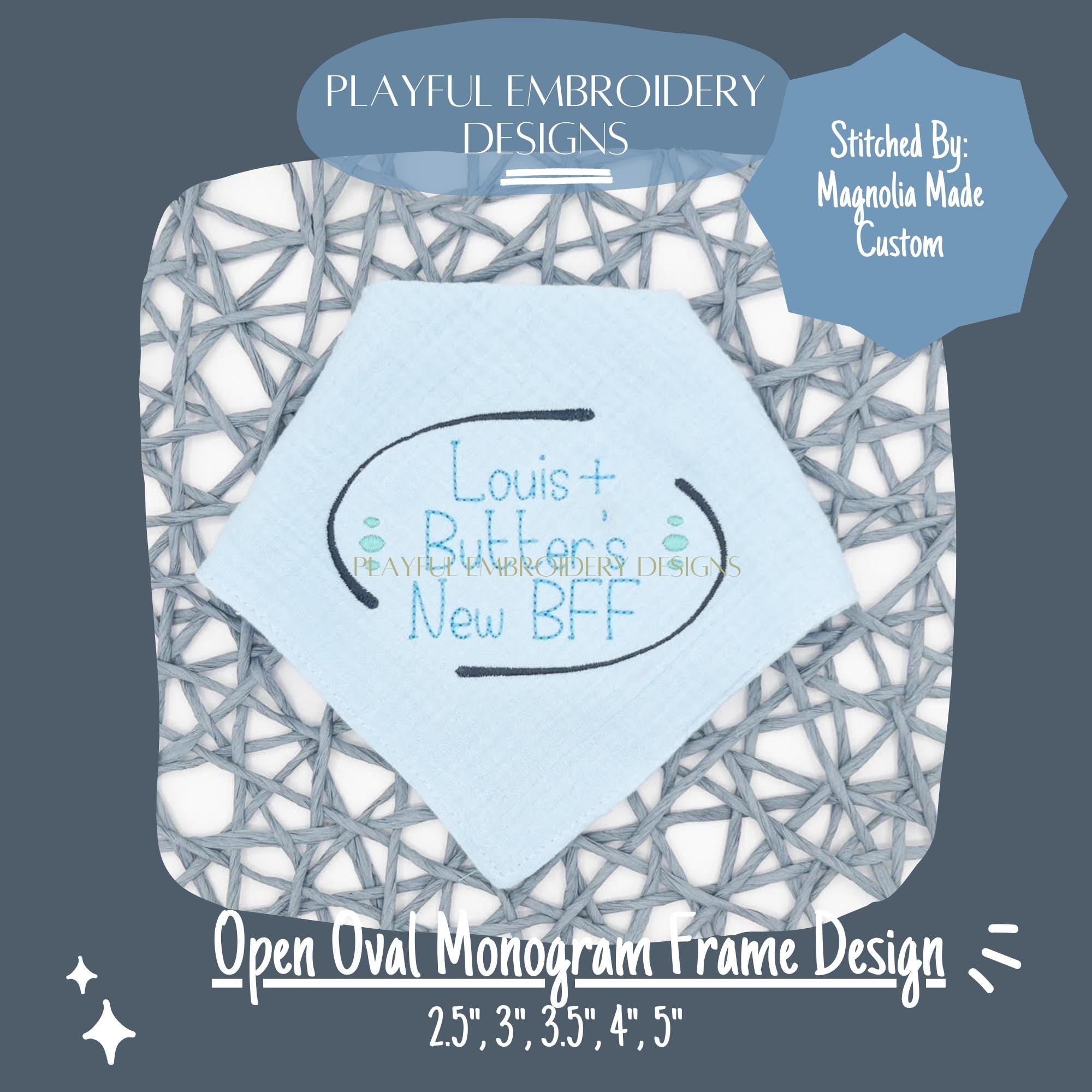 Open Oval Masculine Monogram Frame for Machine Embroidery, Oval Monogram Frame Design, Digital Download