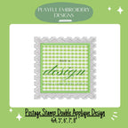 Square Double Applique Postage Stamp Design for Machine Embroidery, Two Appliques in One, Digital Download