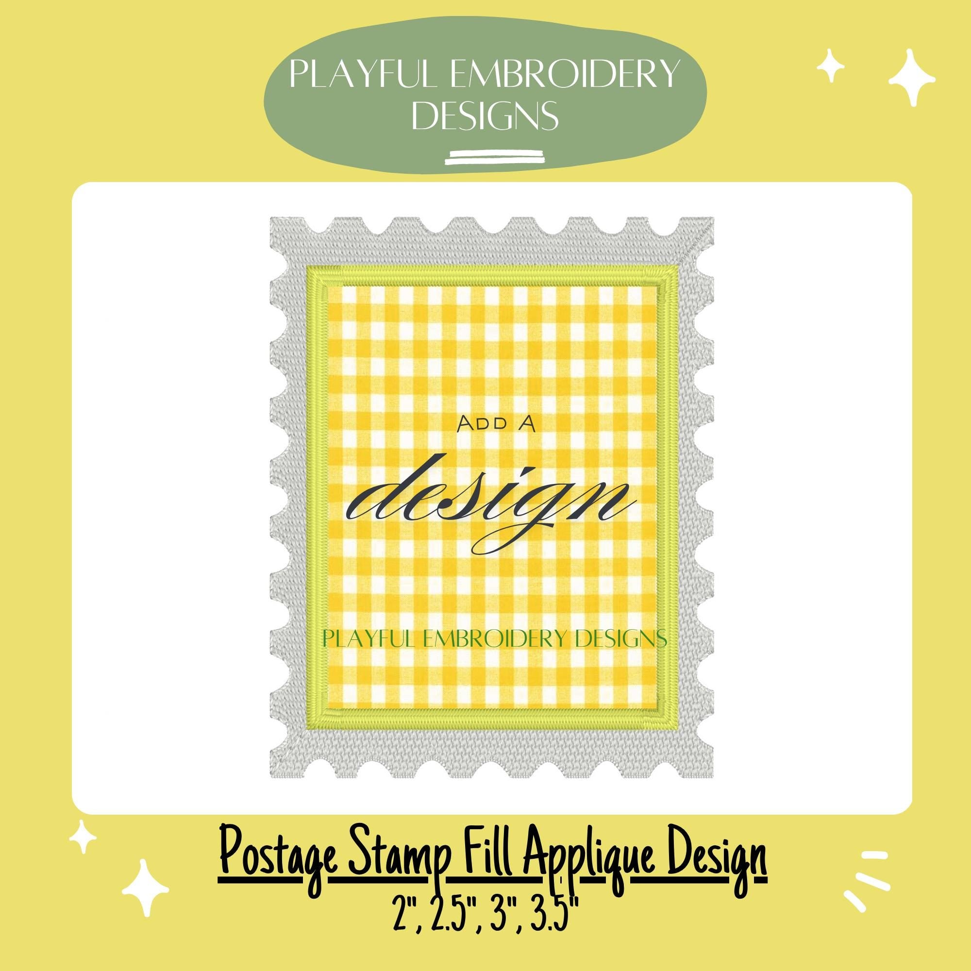 Rectangle Applique Postage Stamp Design for Machine Embroidery, Fill Border Applique Postage Stamp Design, Digital Download