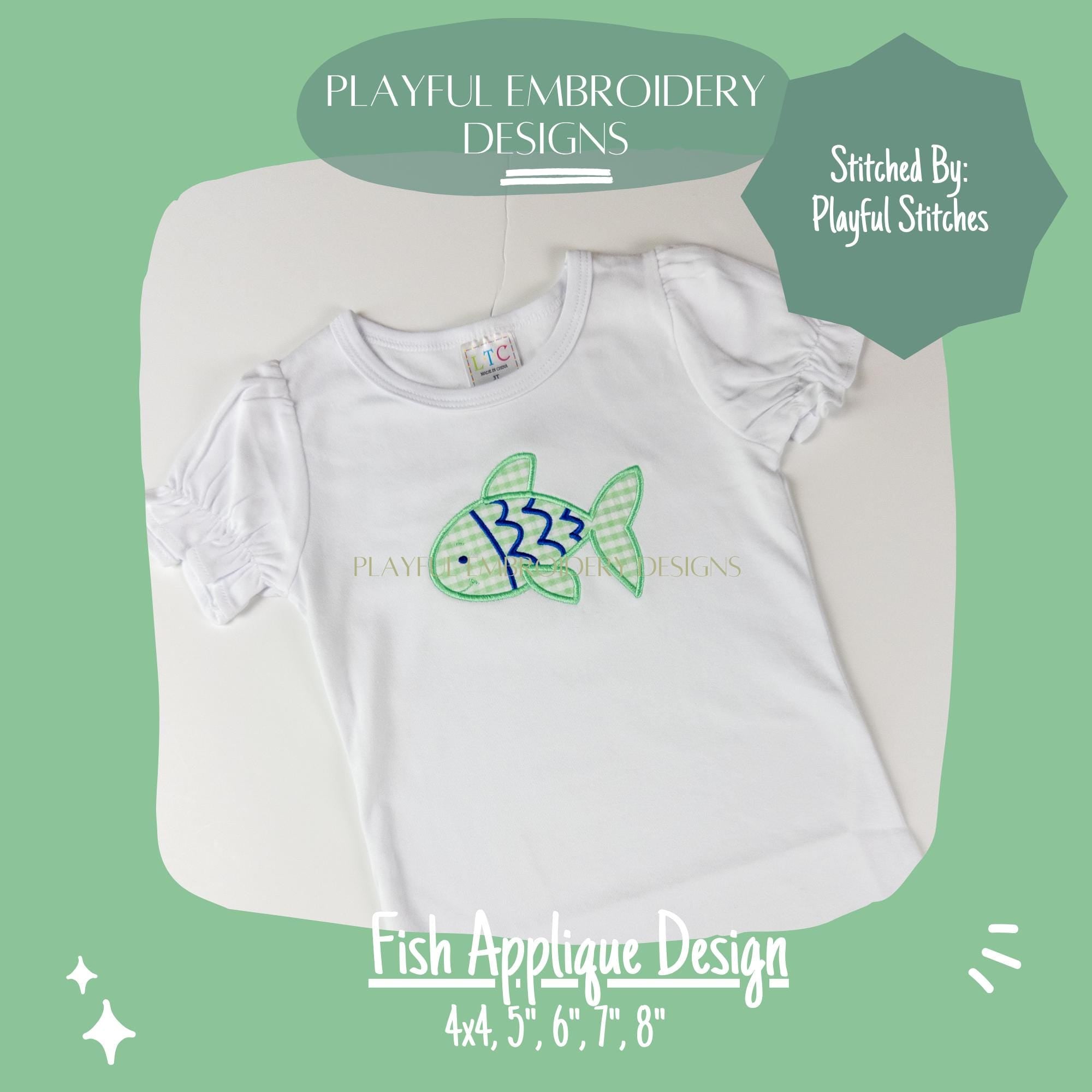 Fish Applique Design, Cute Fish Satin Stitch Applique Machine Embroidery Design, Simple Applique Design, Digital Downlaod
