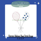 Patriotic Balloon Mini Design, Bean Stitch Balloon Trio Design for Machine Embroidery, Stars and Stripes and Balloons, Digitial Download