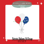 Patriotic Balloon Mini Design, Balloon Trio Design for Machine Embroidery, Stars and Stripes and Balloons, Digitial Download