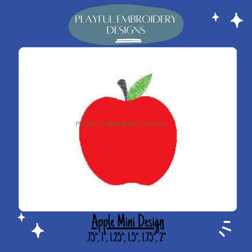 Apple Mini Machine Embroidery Design, Apple Mini Fill Design, Fill Apple Design, Back to School Embroidery Design