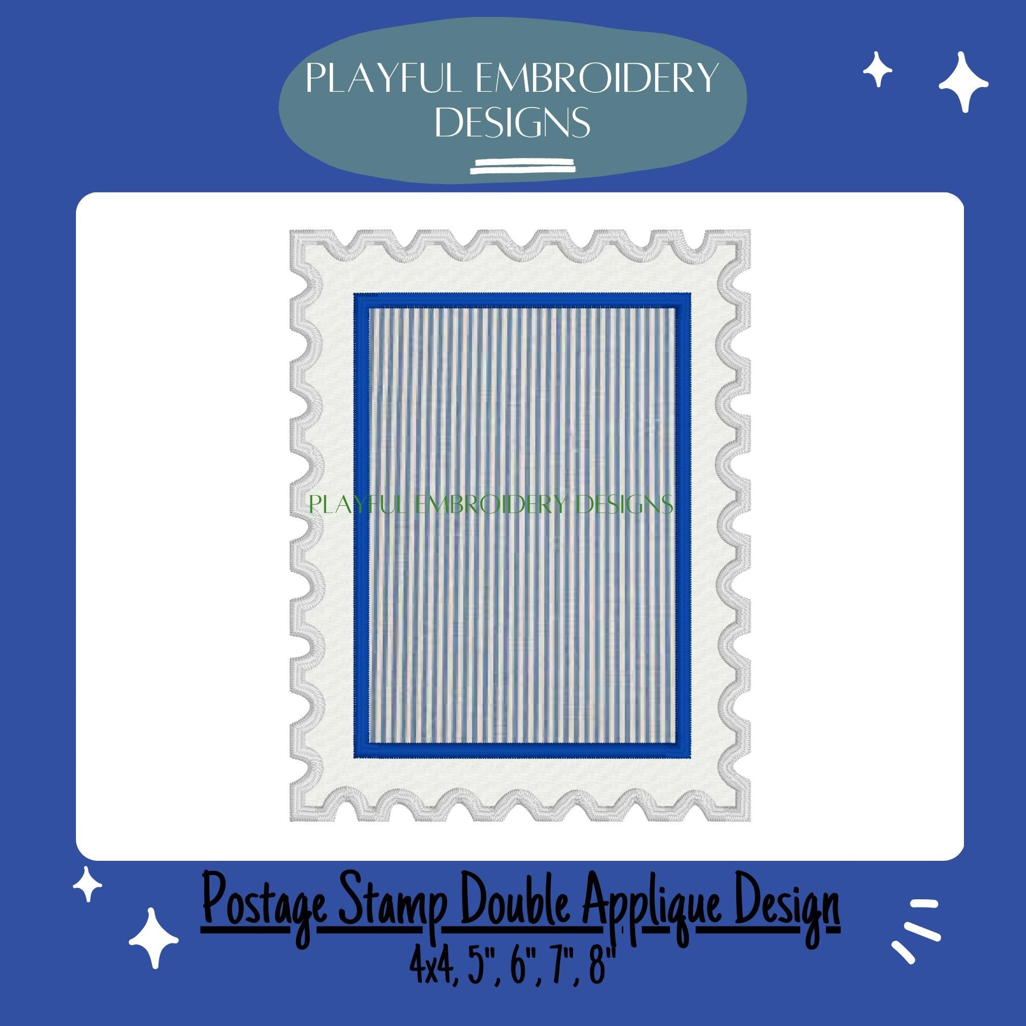 Rectangle Double Applique Postage Stamp Design for Machine Embroidery, Two Appliques in One, Digital Download