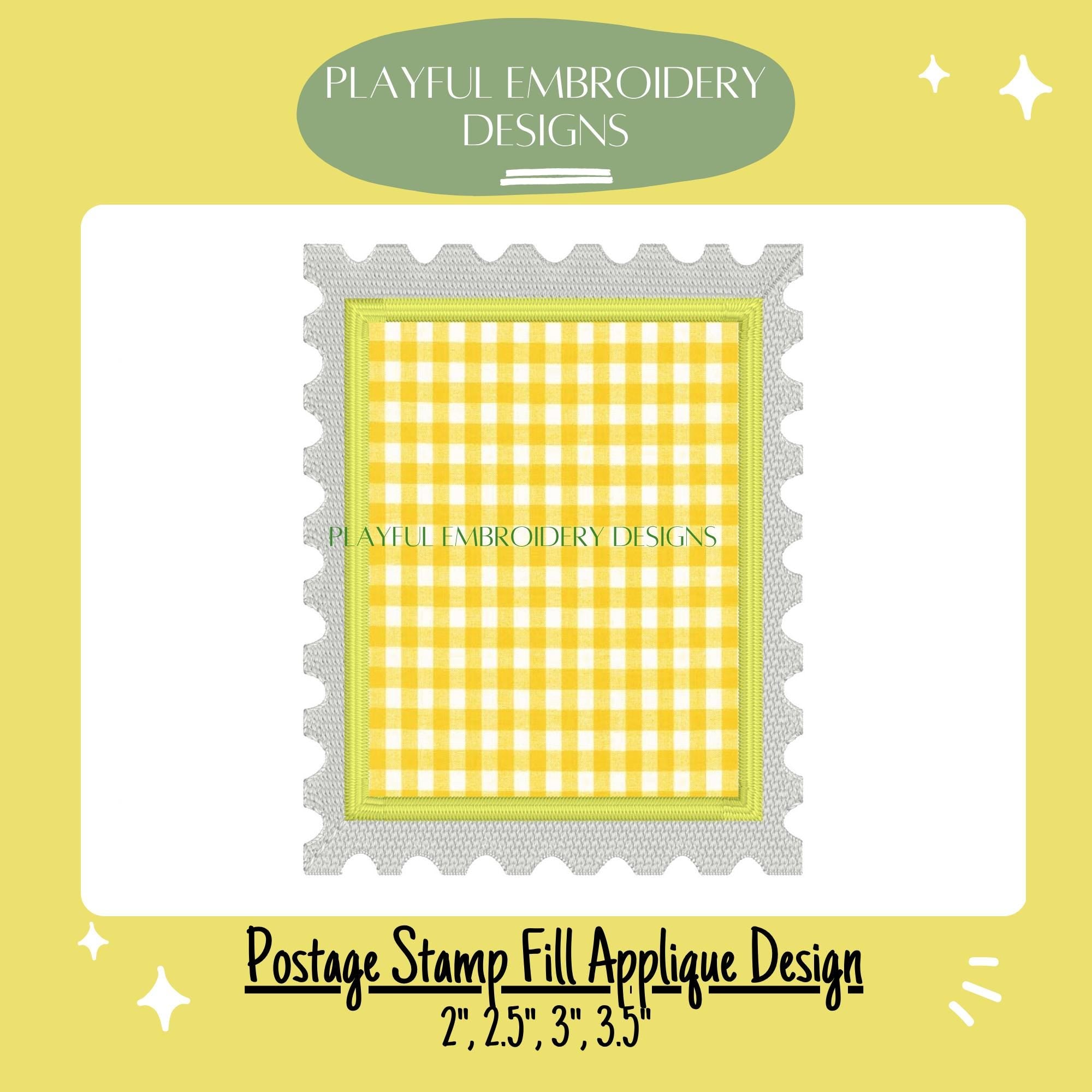Rectangle Applique Postage Stamp Design for Machine Embroidery, Fill Border Applique Postage Stamp Design, Digital Download