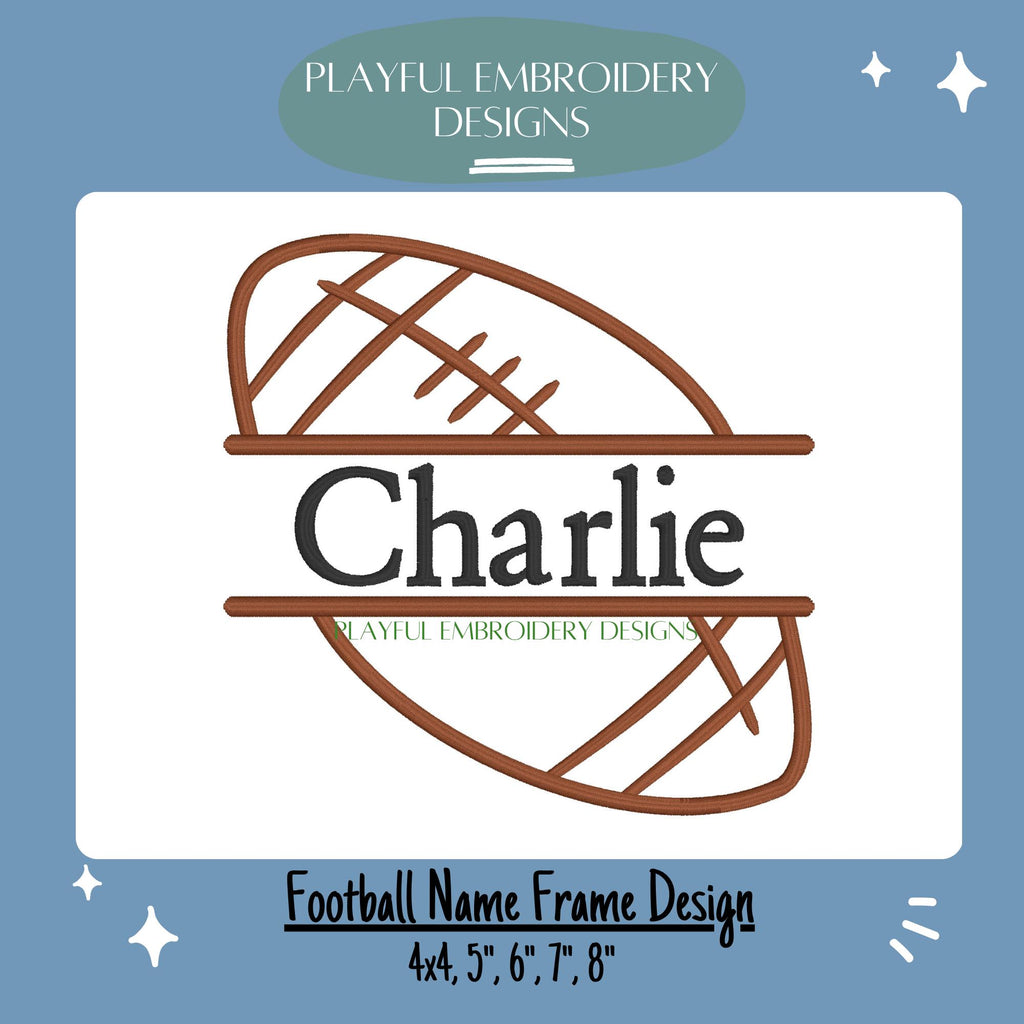 Football Name Frame Machine Embroidery Design, Football Embroidery Design, Football Frame Machine Embroidery Design