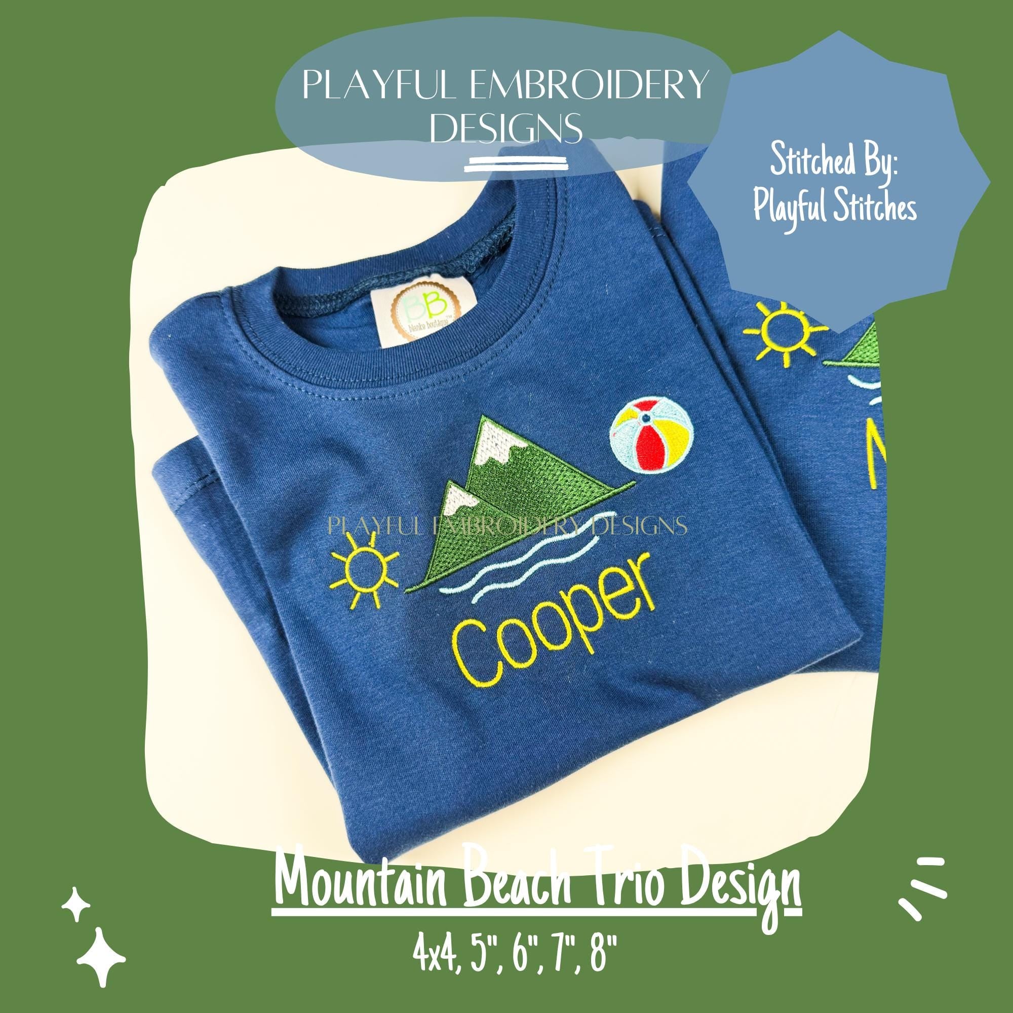 Mountain Beach Trio Machine Embroidery Design, Beach Mountain Embroidery Design, Summer Embroidery Design, Digitial Downlaod