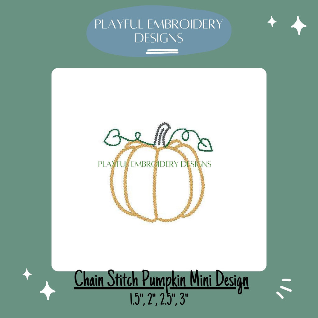 Pumpkin Chain Stitch Mini Machine Embroidery Design, Chain Stitch Pumpkin Design, Quick Stitch Pumpkin Embroidery Design