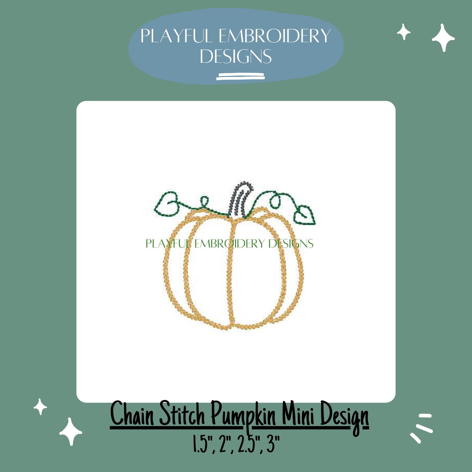 Pumpkin Chain Stitch Mini Machine Embroidery Design, Chain Stitch Pumpkin Design, Quick Stitch Pumpkin Embroidery Design