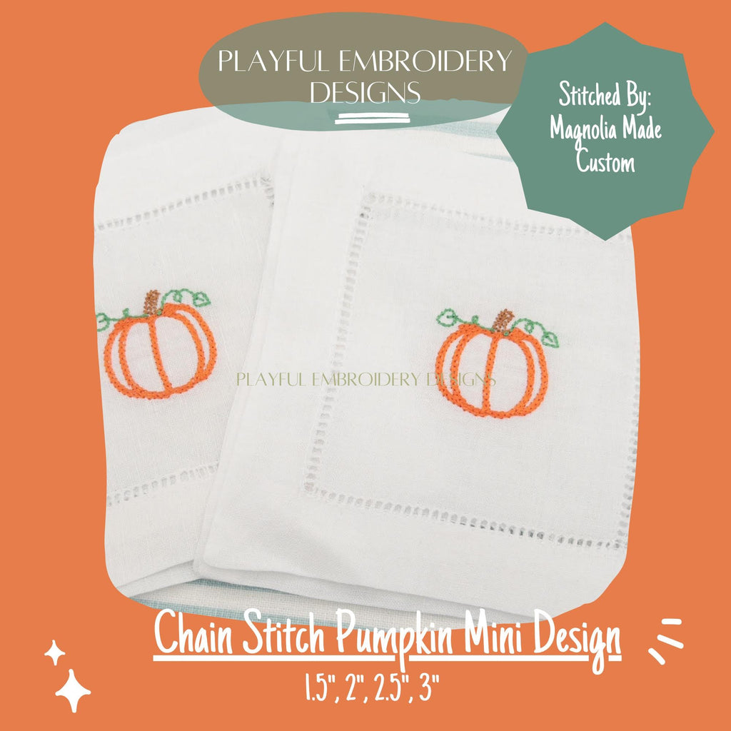 Pumpkin Chain Stitch Mini Machine Embroidery Design, Chain Stitch Pumpkin Design, Quick Stitch Pumpkin Embroidery Design