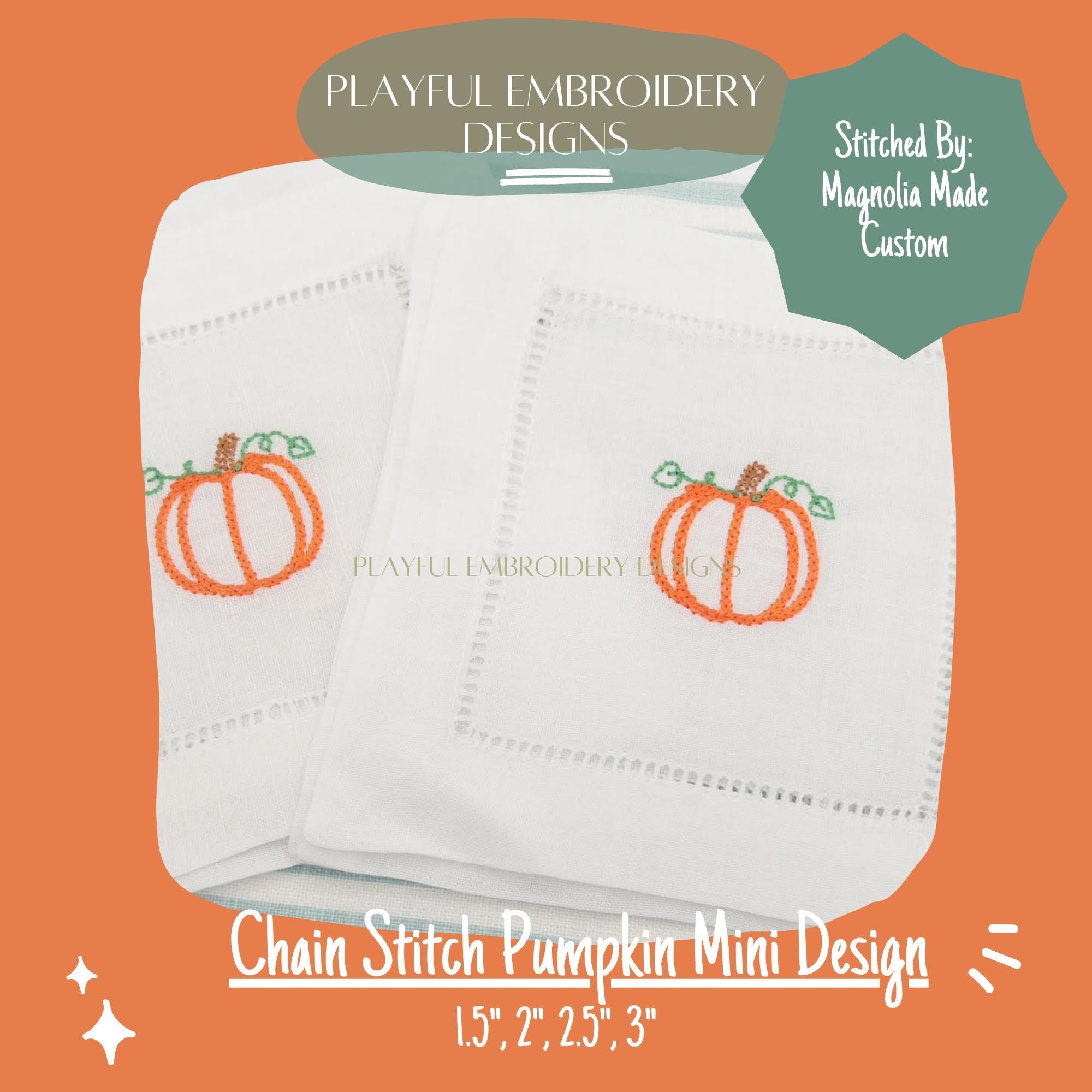 Pumpkin Chain Stitch Mini Machine Embroidery Design, Chain Stitch Pumpkin Design, Quick Stitch Pumpkin Embroidery Design