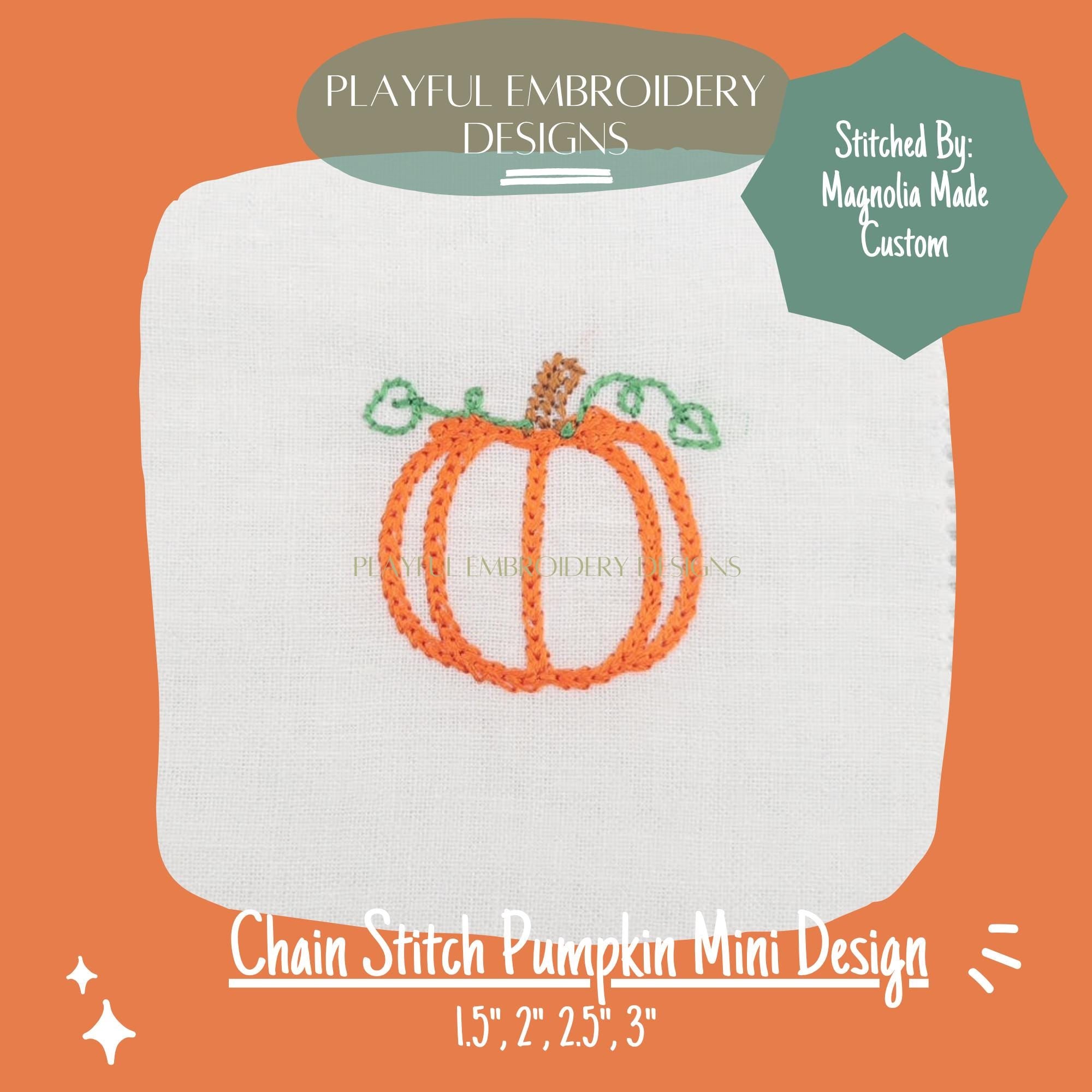 Pumpkin Chain Stitch Mini Machine Embroidery Design, Chain Stitch Pumpkin Design, Quick Stitch Pumpkin Embroidery Design