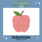 Apple Applique Machine Embroidery Design, Bean Stitch Apple Applique Design, Back to School Applique Design, Digital Download