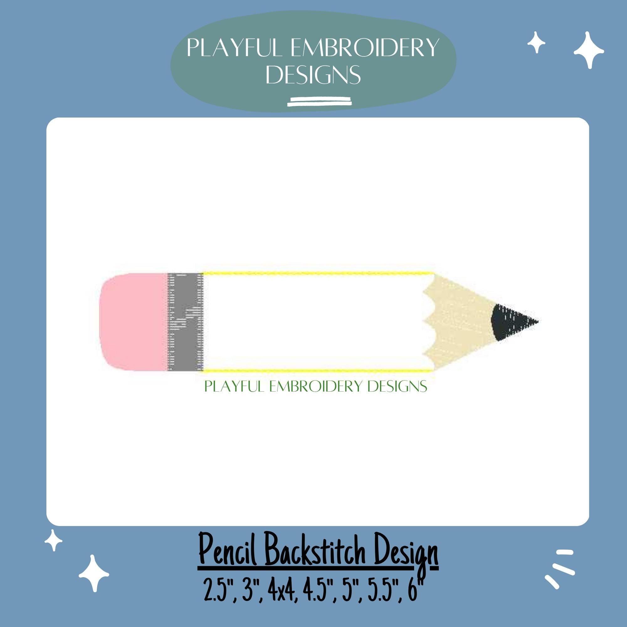 Pencil Mini Embroidery Design, Pencil Mini Machine Embroidery Design, Pencil Mini Design, Back to School Design