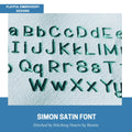 Simon Satin Stitch Embroidery Font, Handwriting Satin Stitch Machine Embroidery Font, Playful Embroidery font, bx included