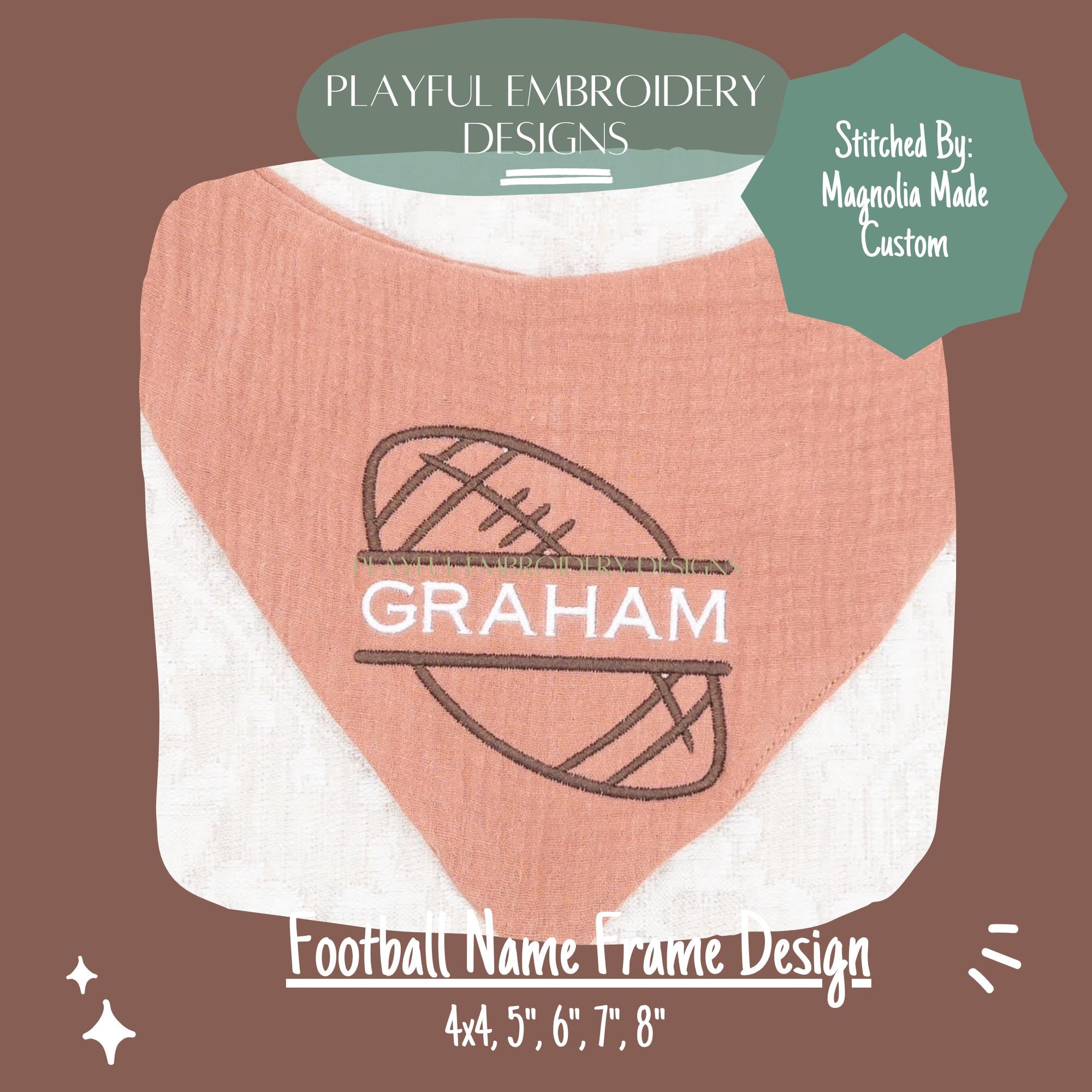 Football Name Frame Machine Embroidery Design, Football Embroidery Design, Football Frame Machine Embroidery Design