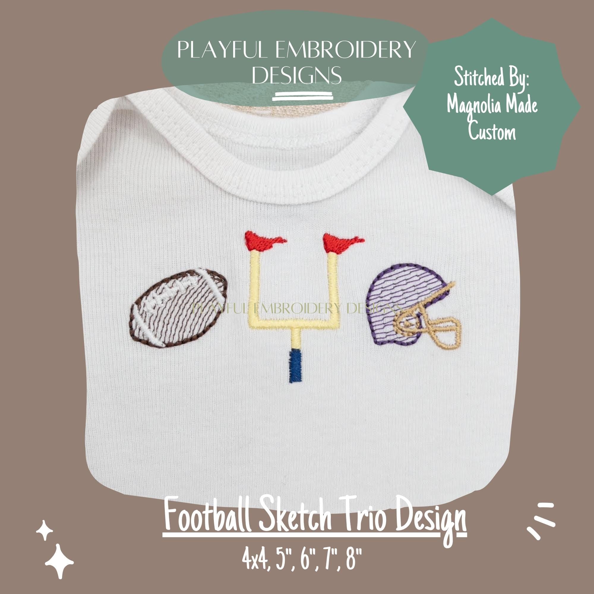 Football Sketch Trio Design, Football Embroidery Design, Sketch Machine Embroidery Design, Boys Football Embroidery Design, Digital Download