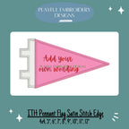In The Hoop Pennant Machine Embroidery Design, Simple ITH Back to School Flag Design, Satin Stitch Pennant Flag for Holding