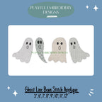 Bean Stitch Ghost Line Applique Machine Embroidery Design, Applique Ghost Designs, Line of Ghost Applique Design, Bean Stitch Applique