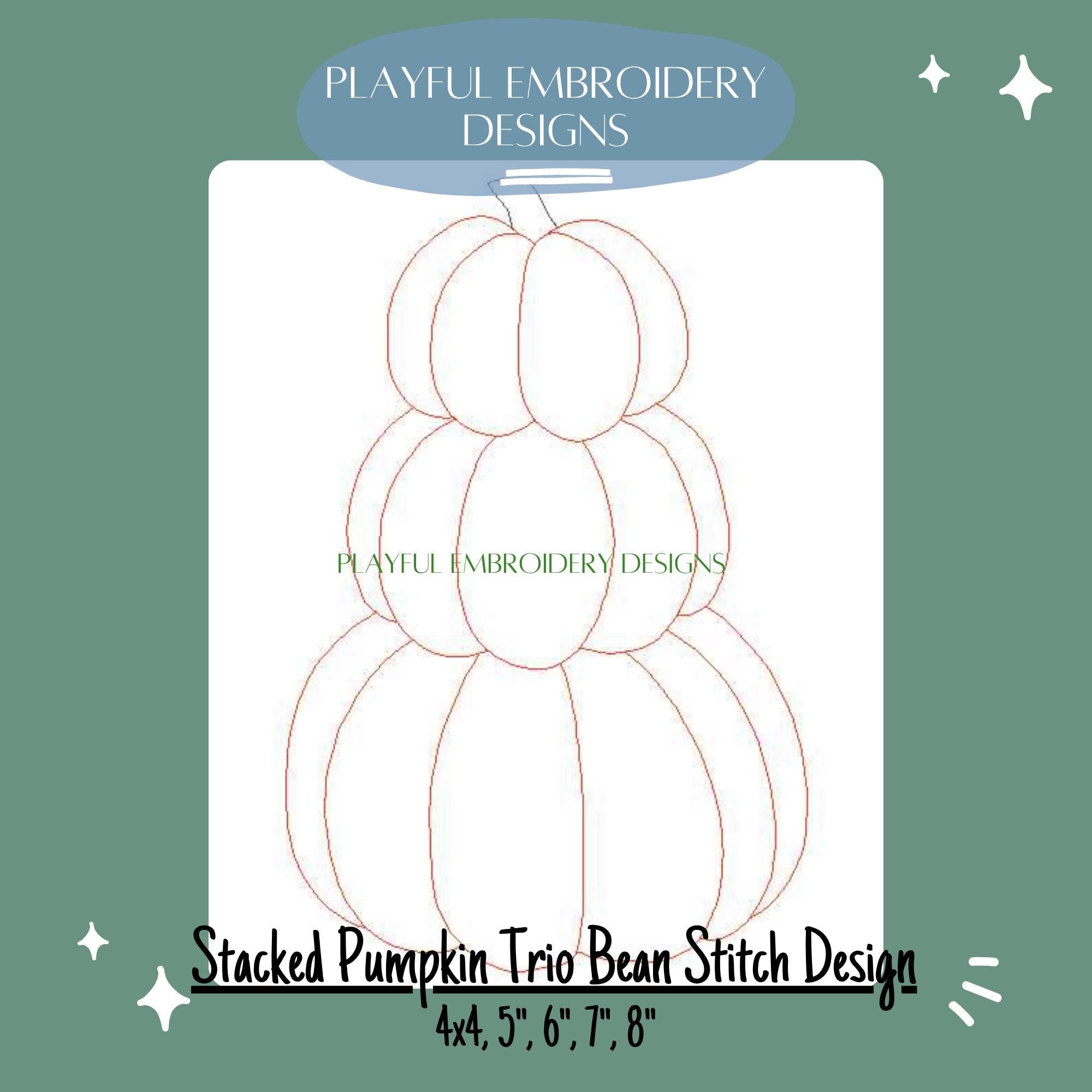 Stacked Pumpkin Trio Machine Embroidery Design, Fall Embroidery Design, Bean Stitch Pumpkin Design, Digital Download