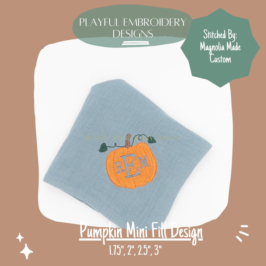 Pumpkin Mini Machine Embroidery Design, Mini Fill Pumpkin Design, Pumpkin Embroidery Design for Polo, Chest Embroidery, Digital Download
